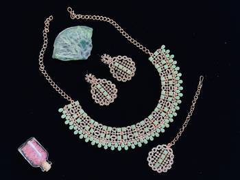 Green designer function wear ad necklace set 1