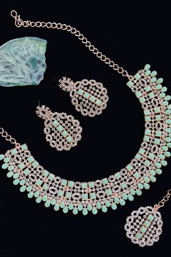 Green designer function wear ad necklace set
