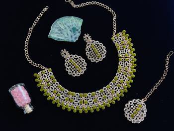 Green designer function wear ad necklace set 1