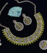 Green designer function wear ad necklace set
