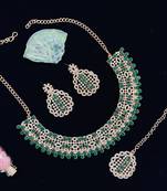 Green designer function wear ad necklace set