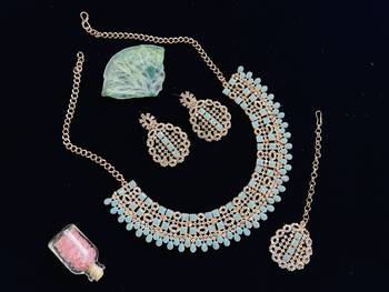 Turquoise designer function wear ad necklace set 1
