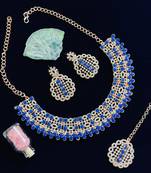 Blue designer function wear ad necklace set