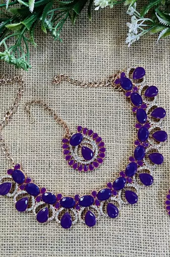 Purple designer function wear ad necklace set