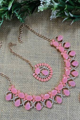 Pink designer function wear ad necklace set