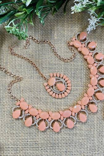 Orange designer function wear ad necklace set