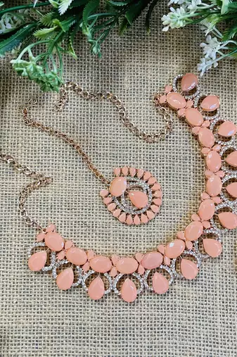 Orange designer function wear ad necklace set