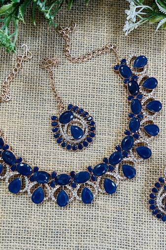 Blue designer function wear ad necklace set