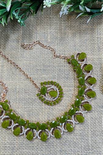 Green designer function wear ad necklace set