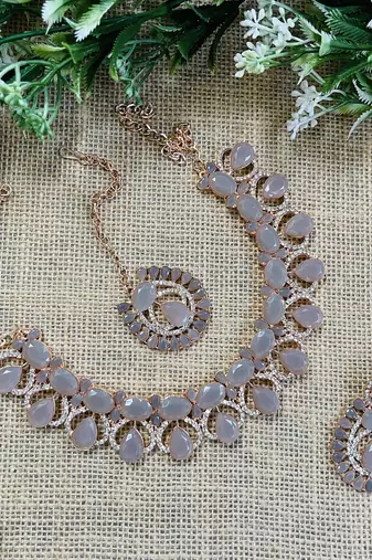 Grey designer function wear ad necklace set