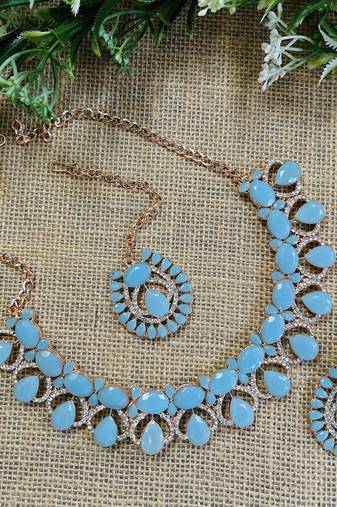 Turquoise designer function wear ad necklace set