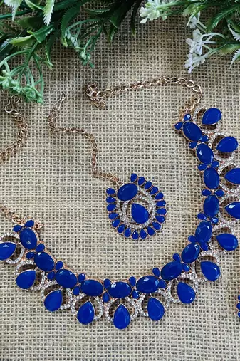 Blue designer function wear ad necklace set