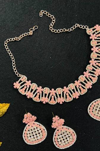 Pink designer function wear ad necklace set