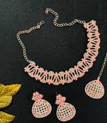 Pink designer function wear ad necklace set