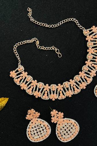 Orange designer function wear ad necklace set