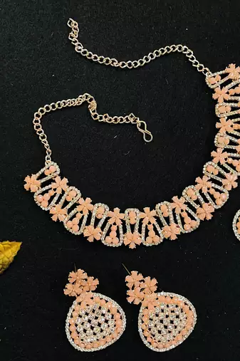 Orange designer function wear ad necklace set