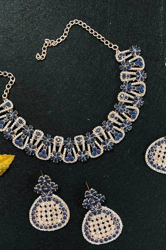 Blue designer function wear ad necklace set