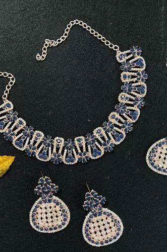 Blue designer function wear ad necklace set