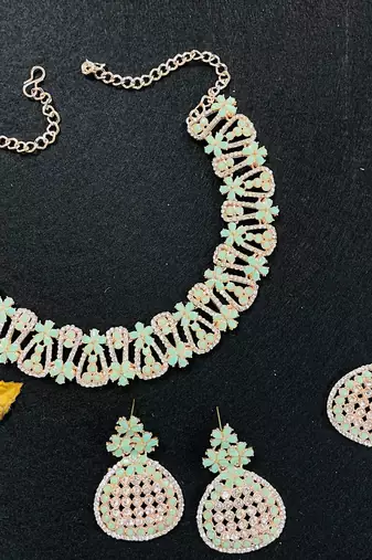 Green designer function wear ad necklace set