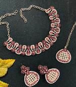 Maroon designer function wear ad necklace set