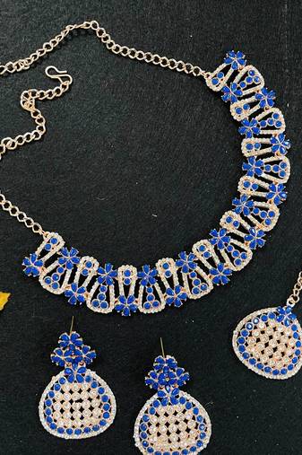 Blue designer function wear ad necklace set
