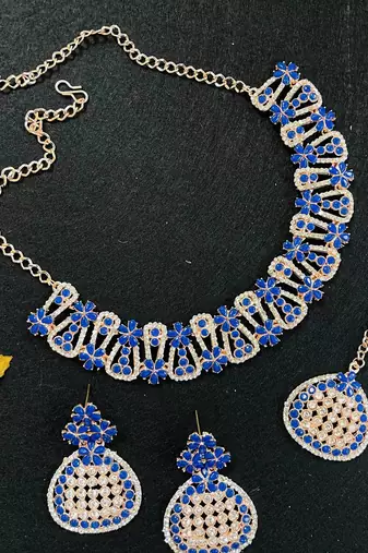 Blue designer function wear ad necklace set