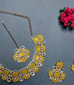 Yellow designer function wear ad necklace set