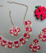 Red designer function wear ad necklace set