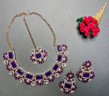 Purple designer function wear ad necklace set 1
