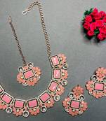 Pink designer function wear ad necklace set
