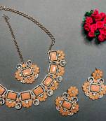Orange designer function wear ad necklace set