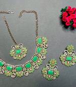Green designer function wear ad necklace set