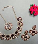 Maroon designer function wear ad necklace set