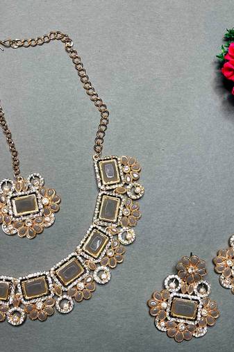 Grey designer function wear ad necklace set