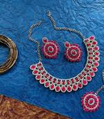 Red designer function wear ad necklace set