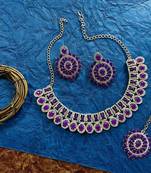 Purple designer function wear ad necklace set