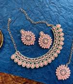 Pink designer function wear ad necklace set