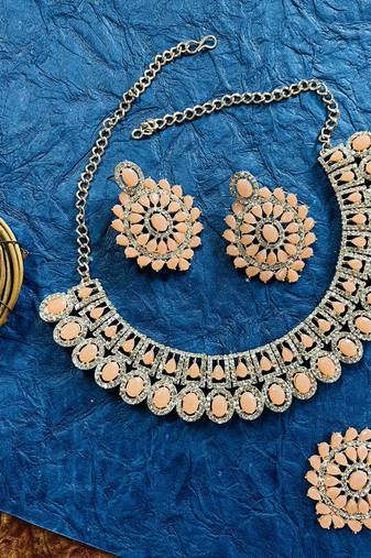 Orange designer function wear ad necklace set