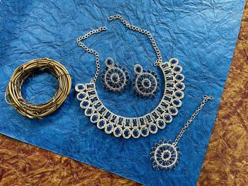 Blue designer function wear ad necklace set 1