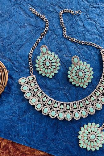 Green designer function wear ad necklace set