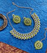 Green designer function wear ad necklace set