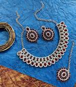 Maroon designer function wear ad necklace set