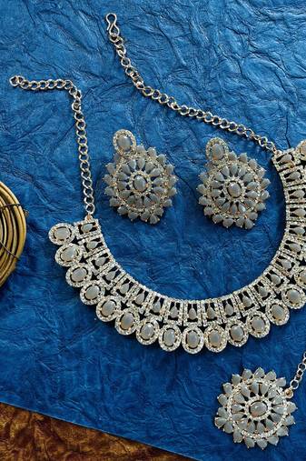 Grey designer function wear ad necklace set