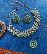 Green designer function wear ad necklace set