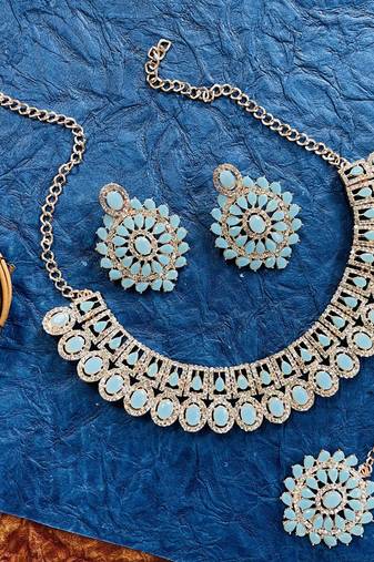 Turquoise designer function wear ad necklace set