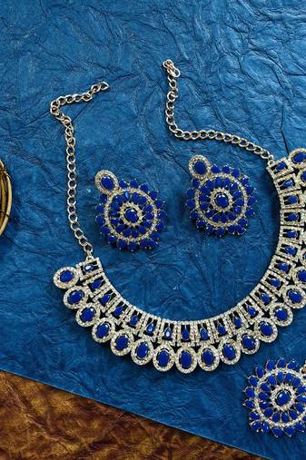 Blue designer function wear ad necklace set