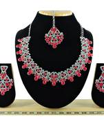 Red designer function wear ad necklace set