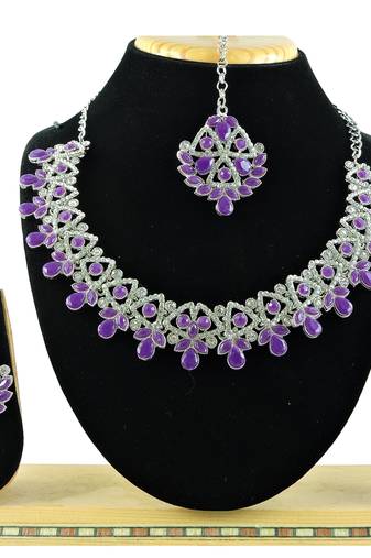 Purple designer function wear ad necklace set