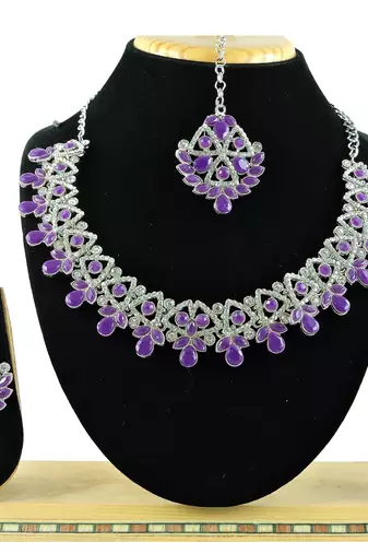 Purple designer function wear ad necklace set