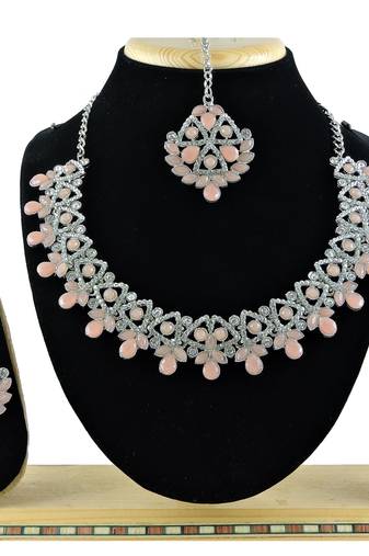 Orange designer function wear ad necklace set